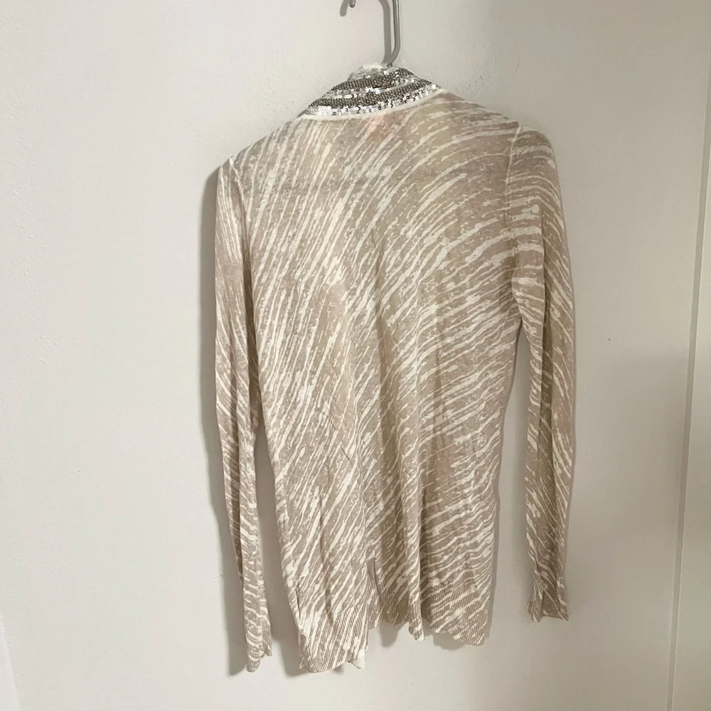 Tory Burch Linen Blend Open Front Cardigan SMALL
